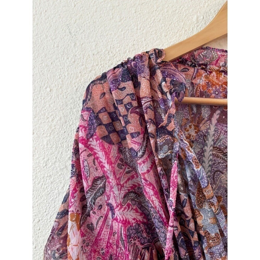 Misa Los Angeles Purple-Pink Printed V-Neck Midi Dress - Picture 5 of 8